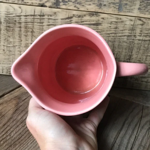 VTG Coral Peach Pink Ceramic Pottery Pitcher, 1Qt - Picture 5 of 8
